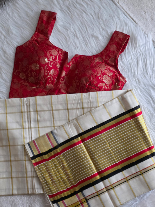 Kerala saree and blouse combo 3