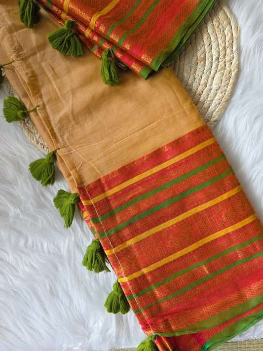 Mulcotton Kanchi border saree