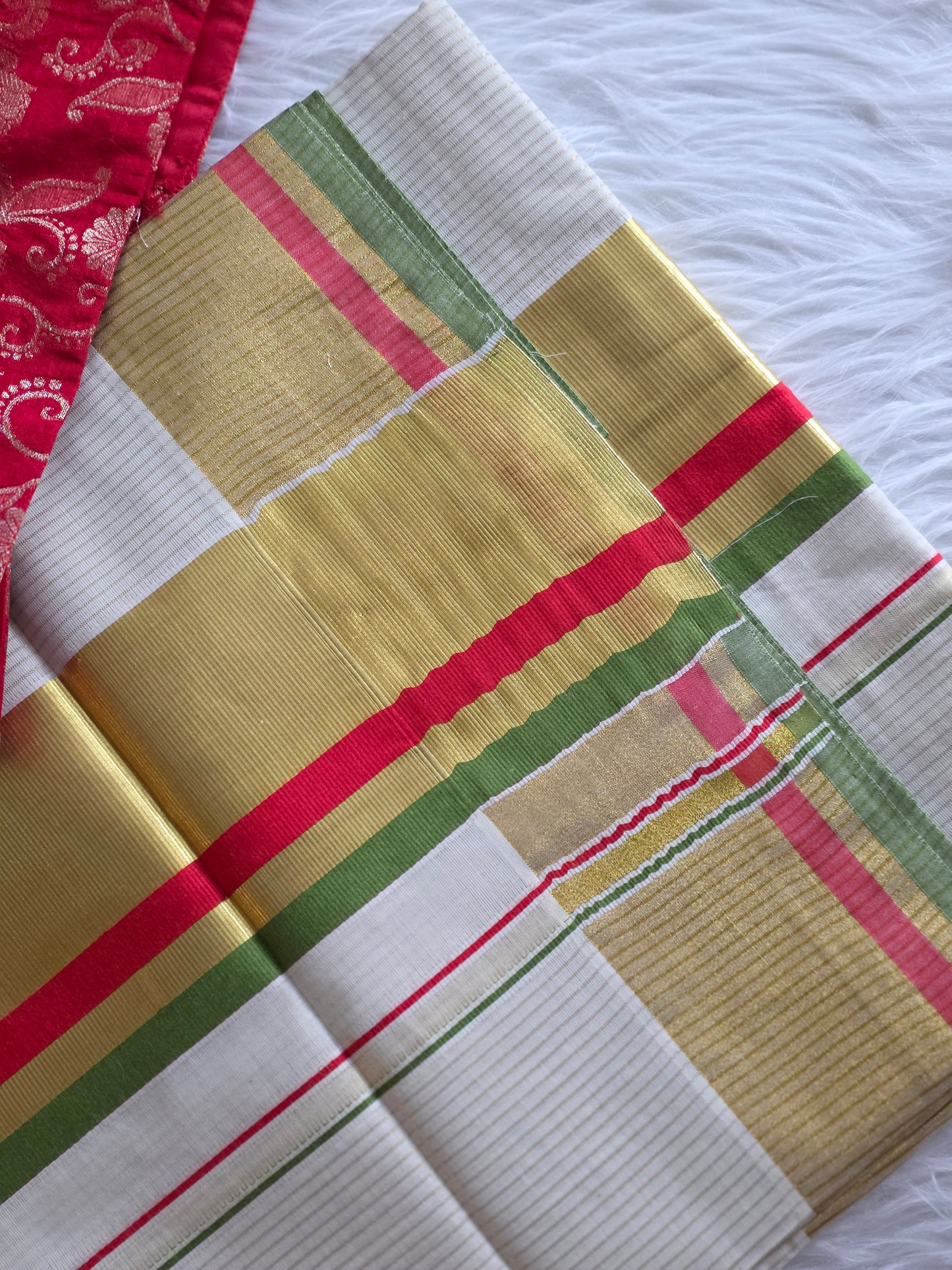 Kerala kasavu saree with blouse combo 6