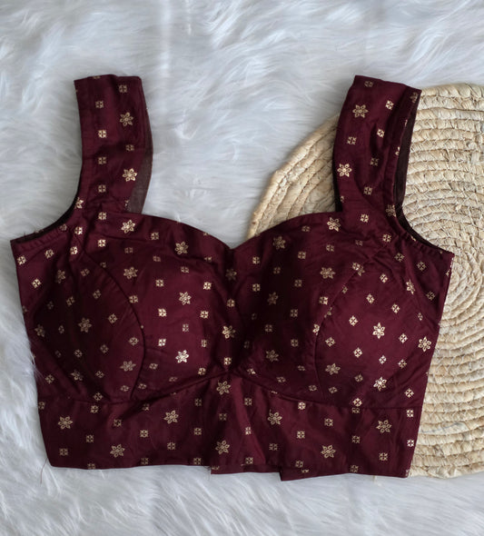 Readymade blouse sleeveless - brown