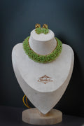 Necklace with pearl -Olive green