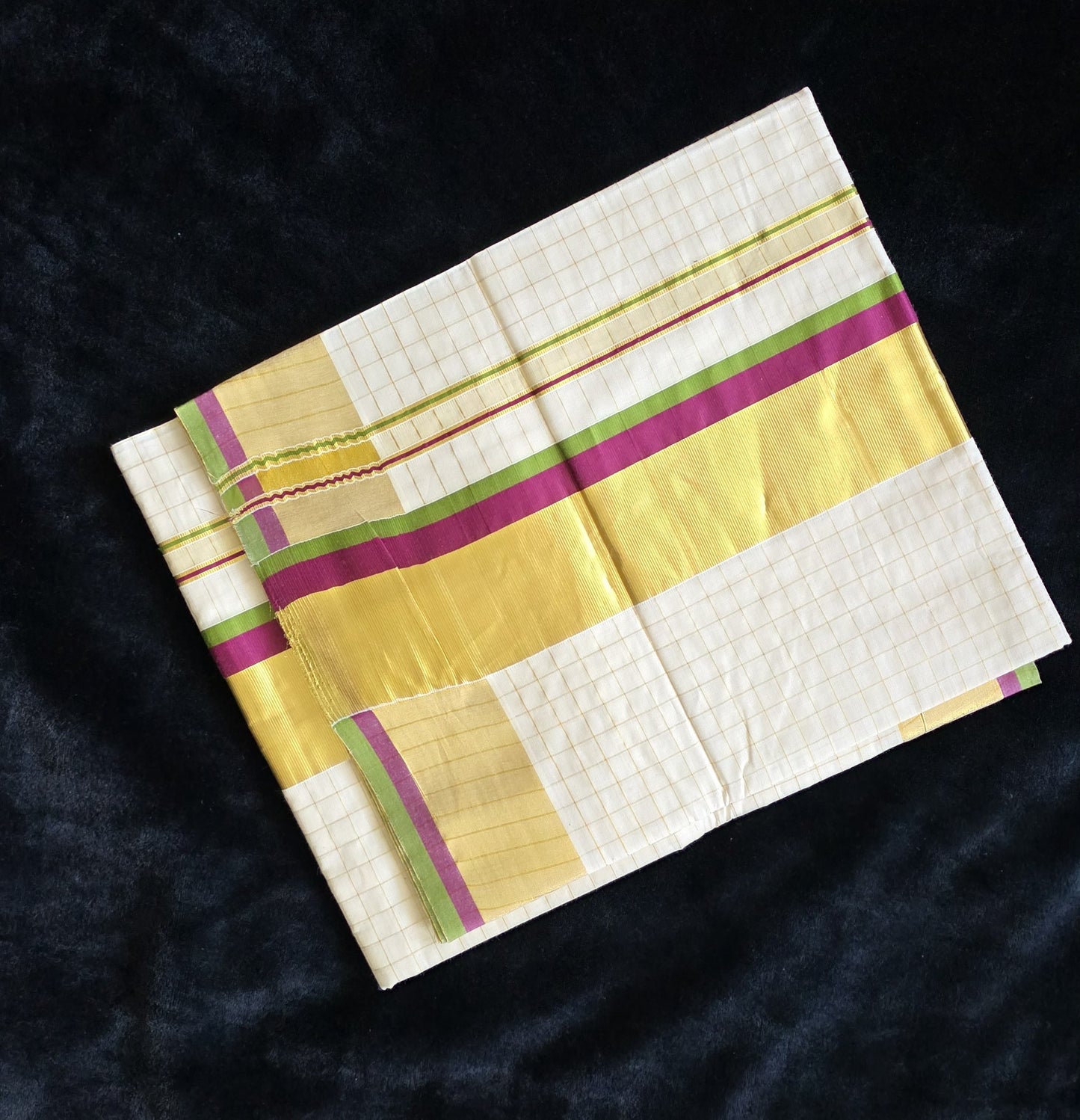 Kerala Traditional set saree -Olive green and wine red