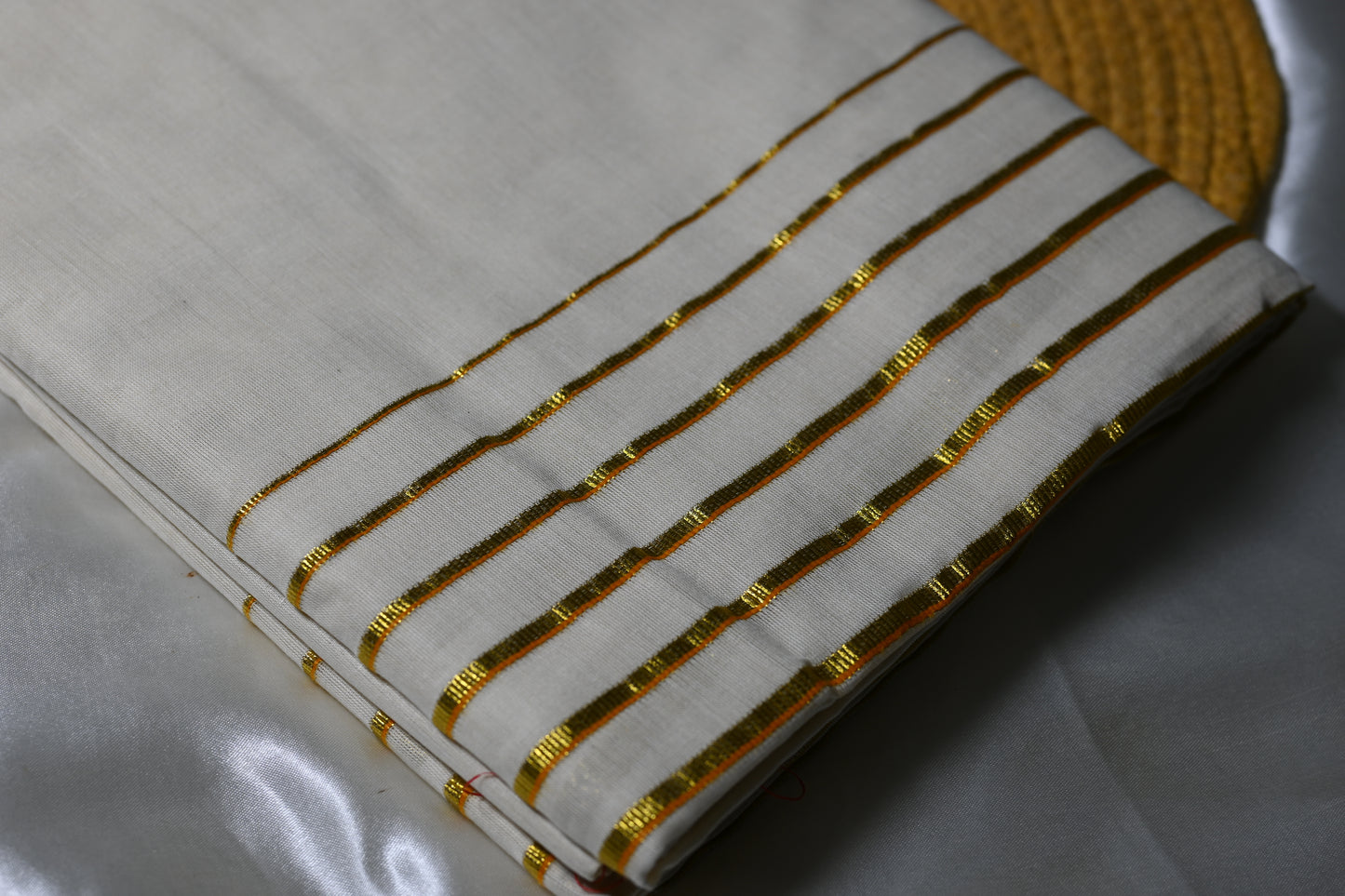 Onam Special Stripped saree - Yellow