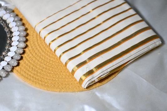 Onam Special Stripped saree - Yellow