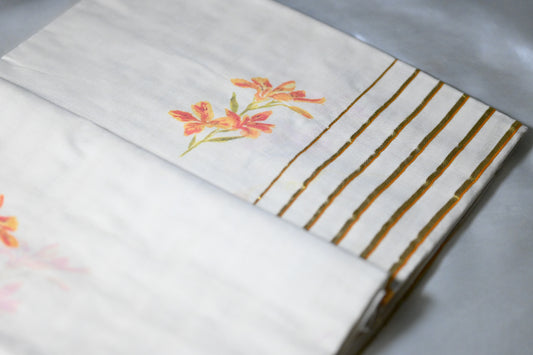 Onam Special Stripped saree - Yellow
