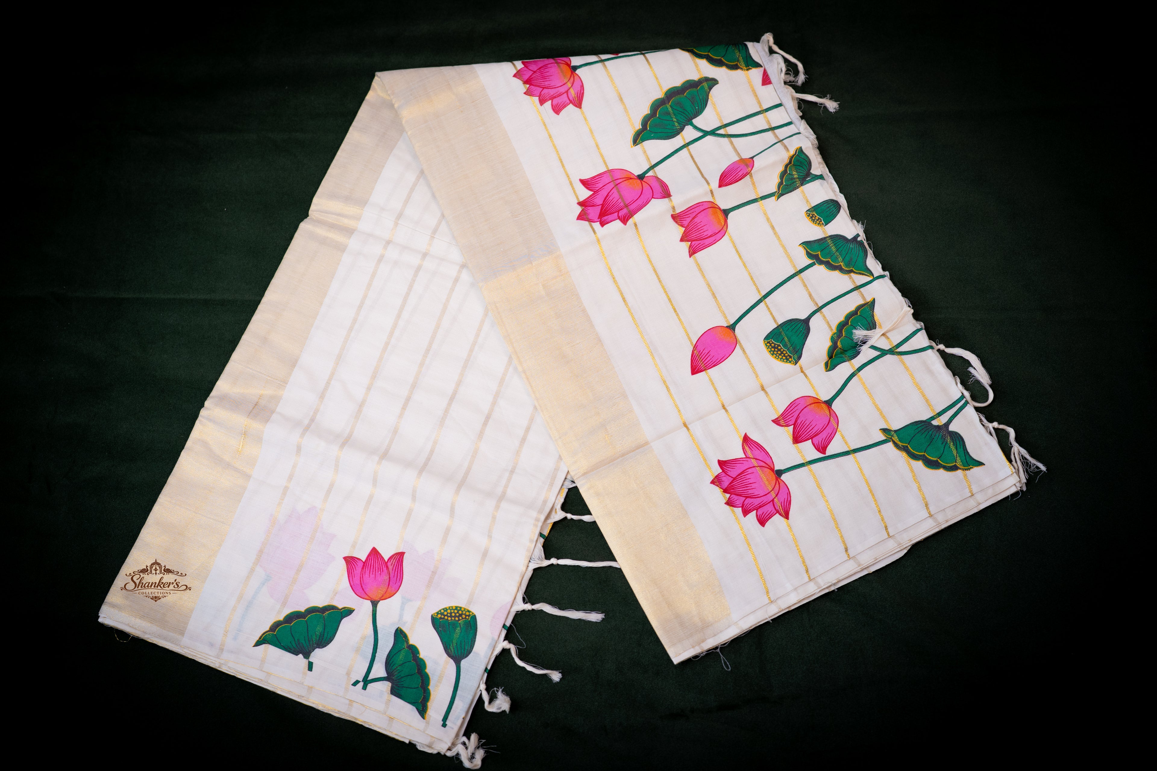 Lotus Design Kerala Traditional Saree