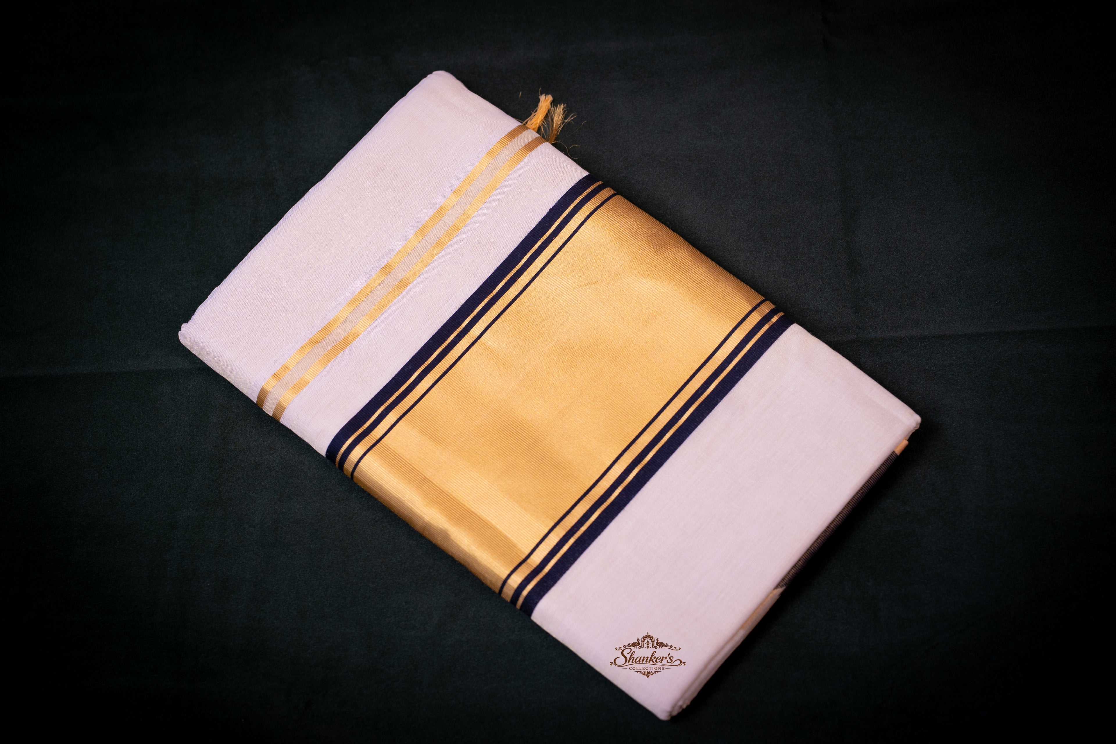 Pure Handloom Temple Border Saree-Black