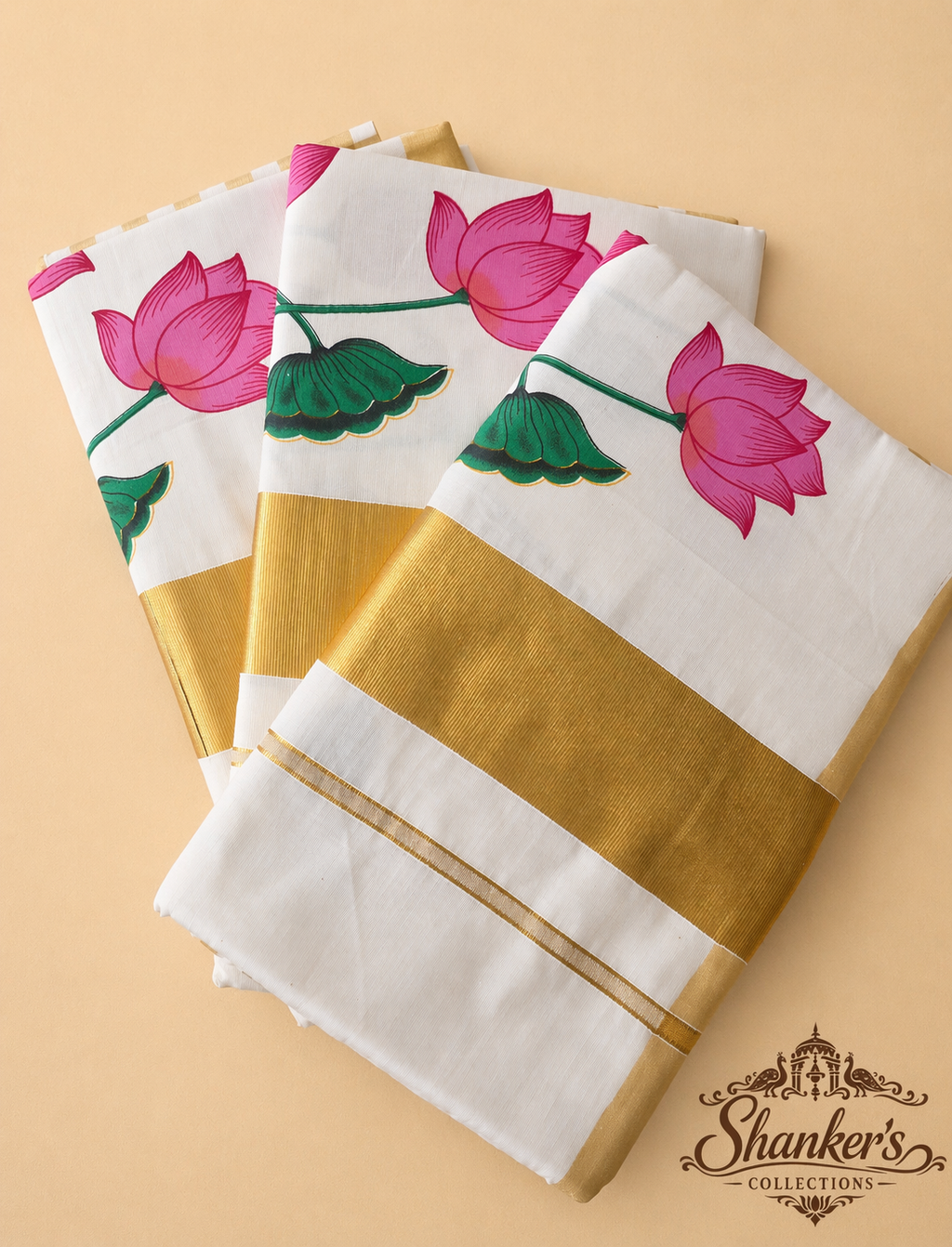 Lotus Design Kerala Traditional Saree