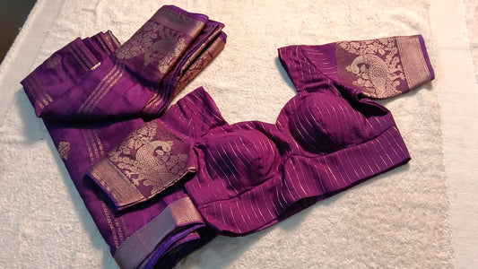 Saree with stiched blouse -M-XXL