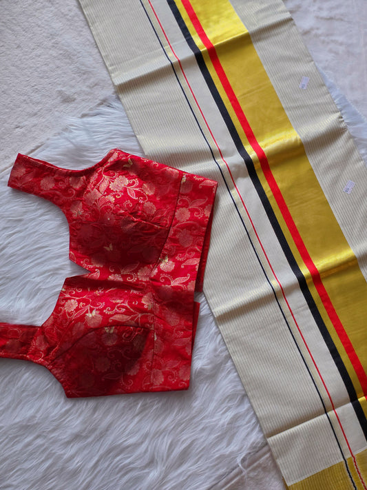 Kerala saree and blouse Combo 2