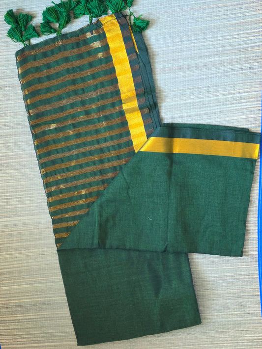 Mulcotton sarees - bottle green