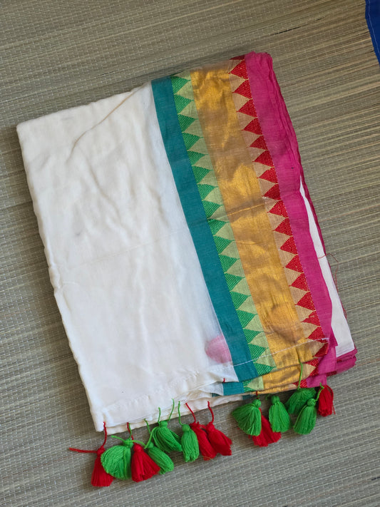 Mulcotton - temple border design - green and red
