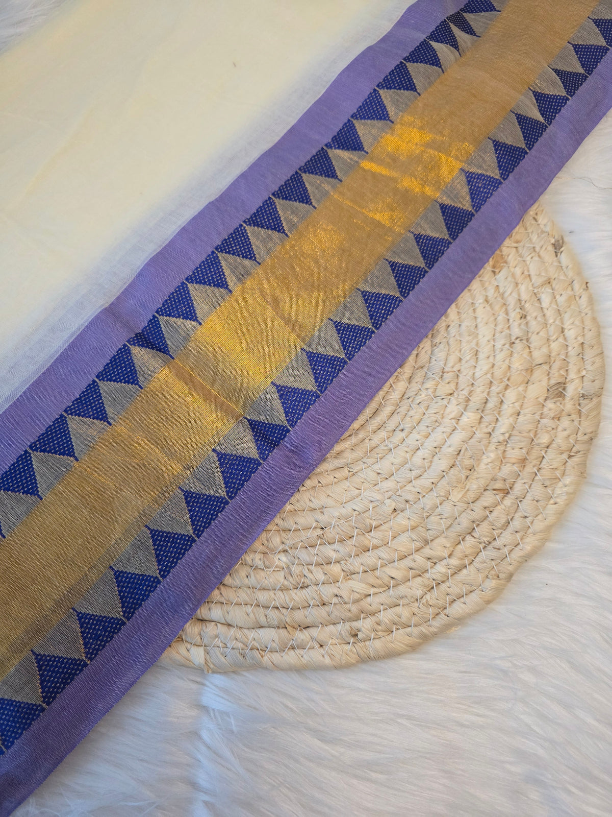 Mulcotton saree - temple border design- violet