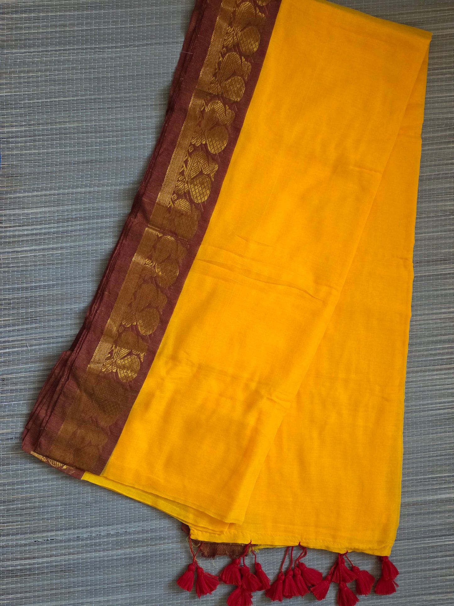 Mulcotton sarees - yellow