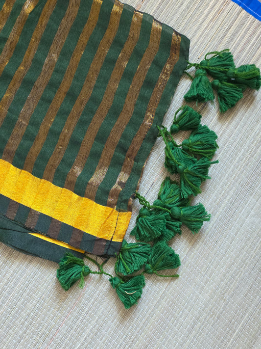 Mulcotton sarees - bottle green