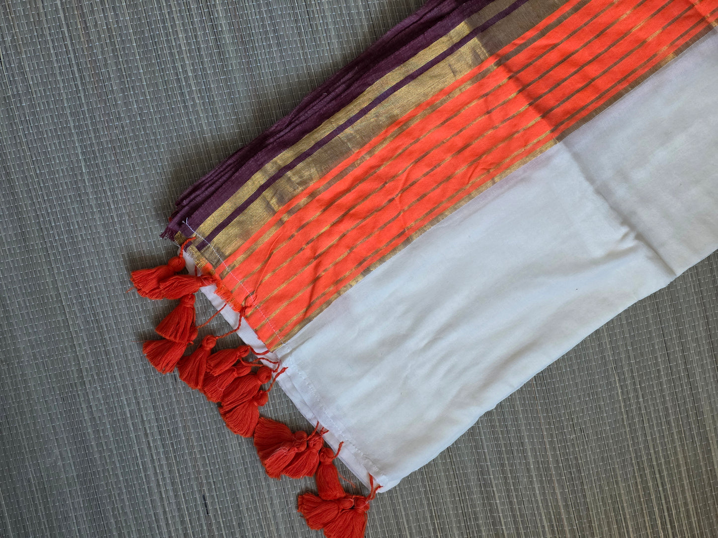Mulcotton saree - orange