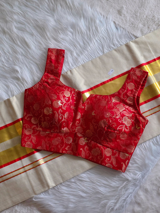 Kerala saree and blouse Combo 1