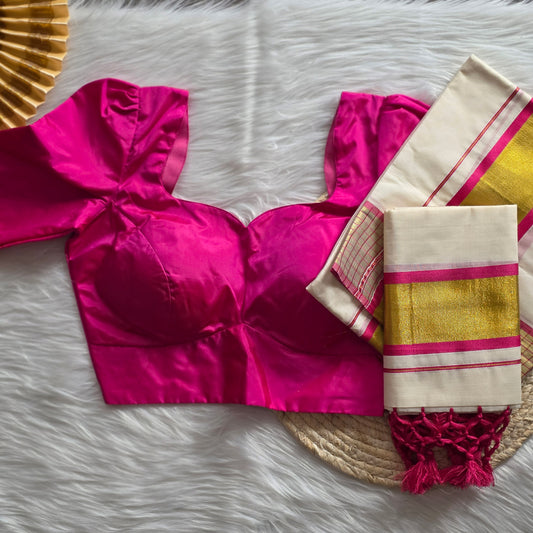Combo setmund with plain brocade blouse