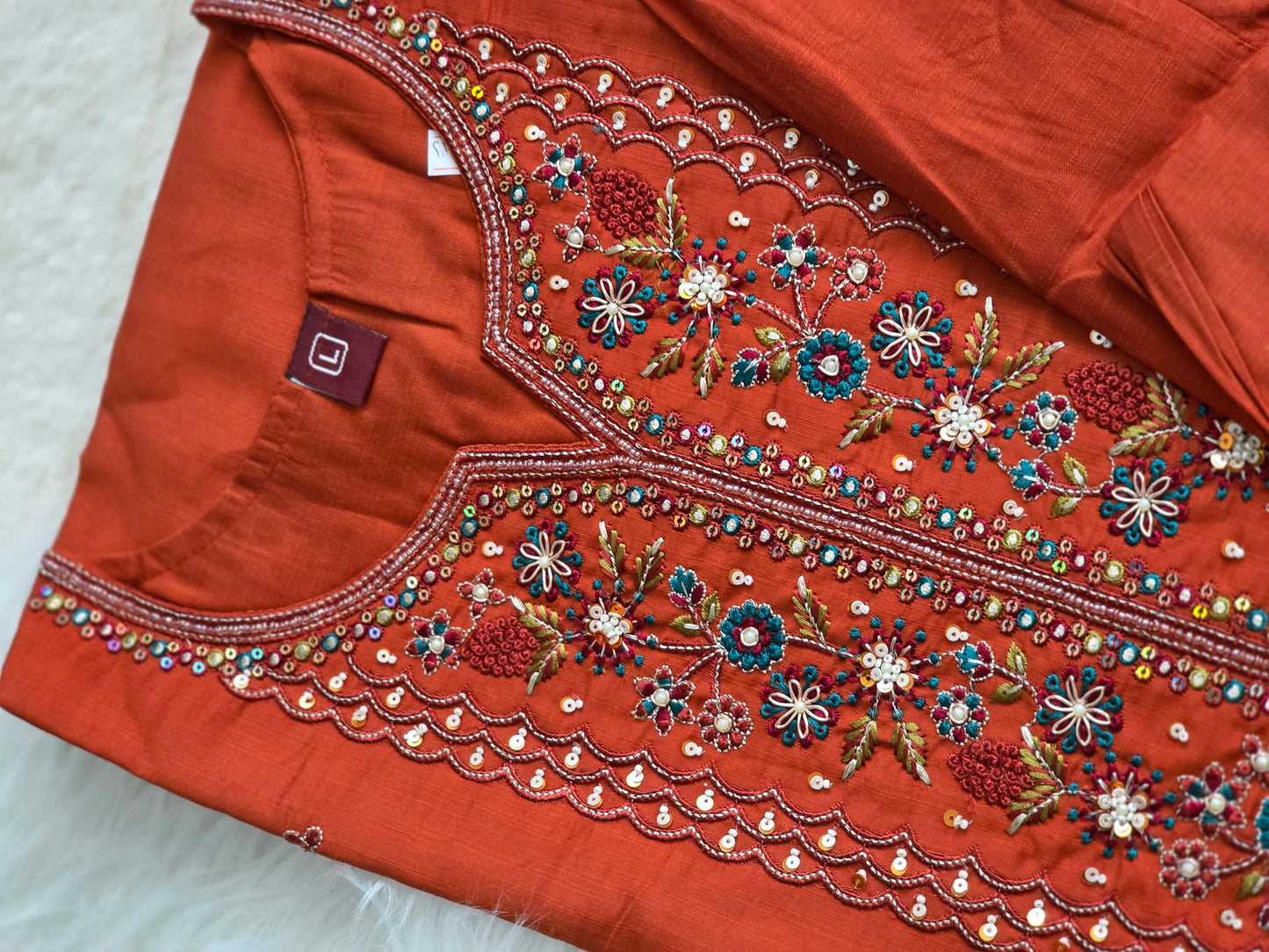 Rust orange Premium 3 piece set with embroidery