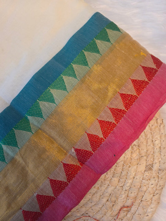 Mulcotton - temple border design - green and red
