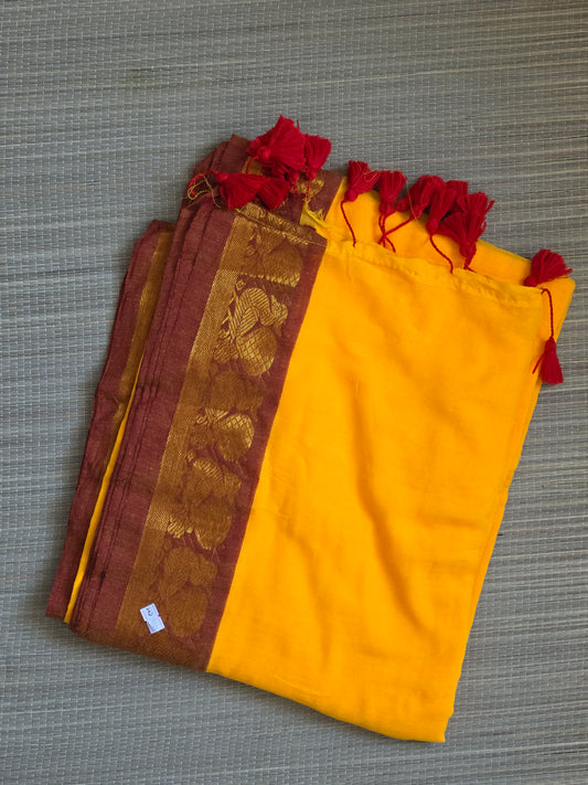 Mulcotton sarees - yellow