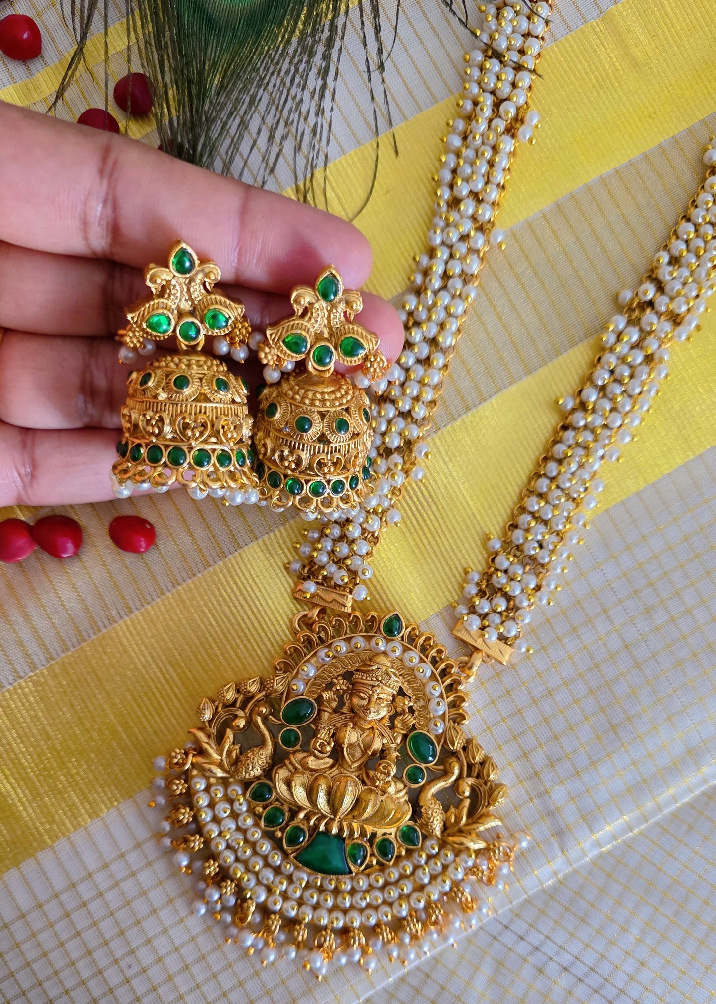 Long Lakshmi Haram - green