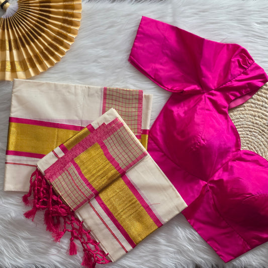 Combo setmund with plain brocade blouse