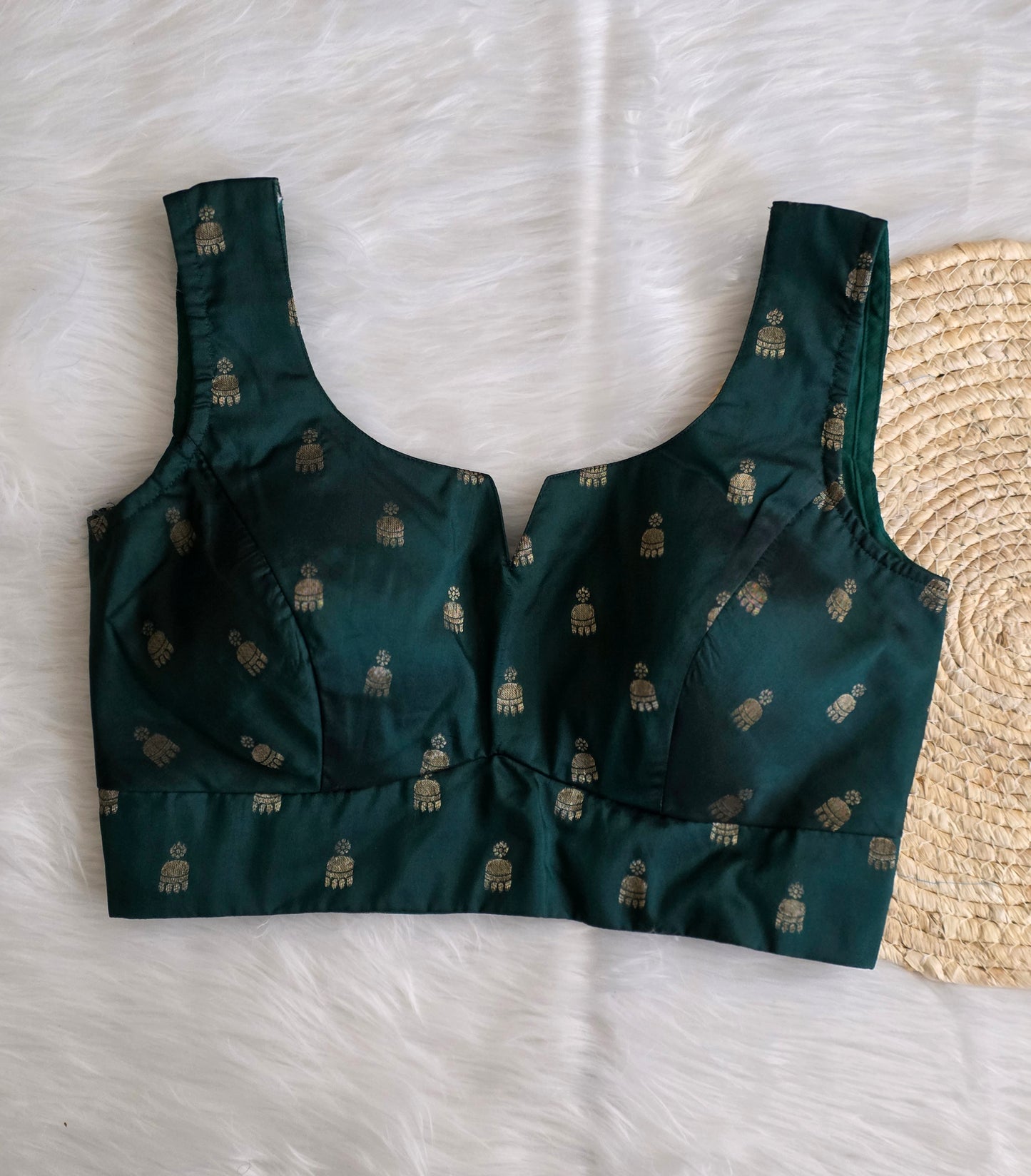 Sleeveless Blouse- Bottle green