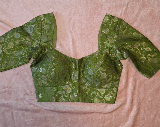 Readymade blouse brocade - olive green