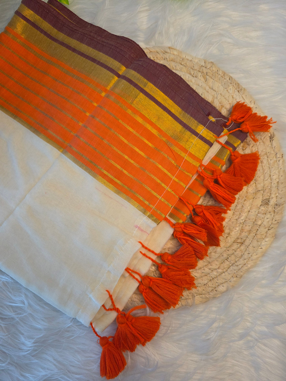 Mulcotton saree - orange